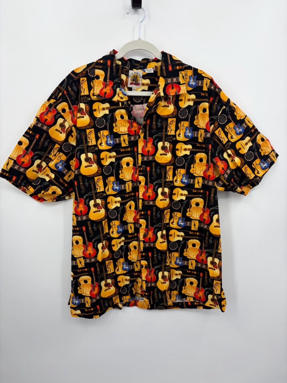 Max‎ Boxxer button-up shirt all-over acoustic electric guitars musical notes XXL